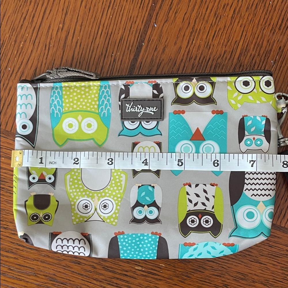 Thirty-One Owl Print Clutch - Green, Blue, and Gray